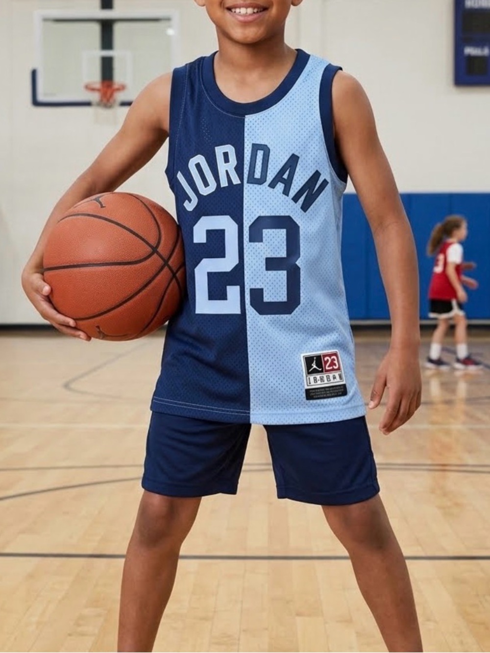 Jordan Brand Youth #23 Basketball Jersey – Navy & Light Blue Sleeveless Jumpman